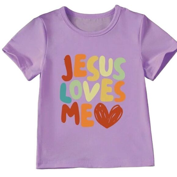 Jesus‎ loves me  Printed T-Shirt size 5 - Picture 1 of 3